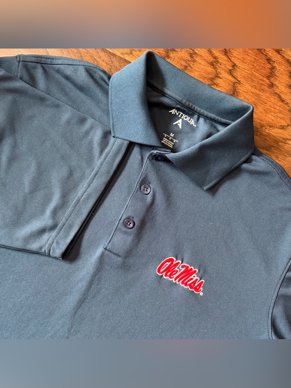Ole Miss Rebels Men's M Navy Blue Polo Shirt Stretch Antigua Golf Performance